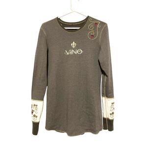 Alp-N-Rock Long Sleeve Henley Shirt Green Embroidered Reversible Size Medium